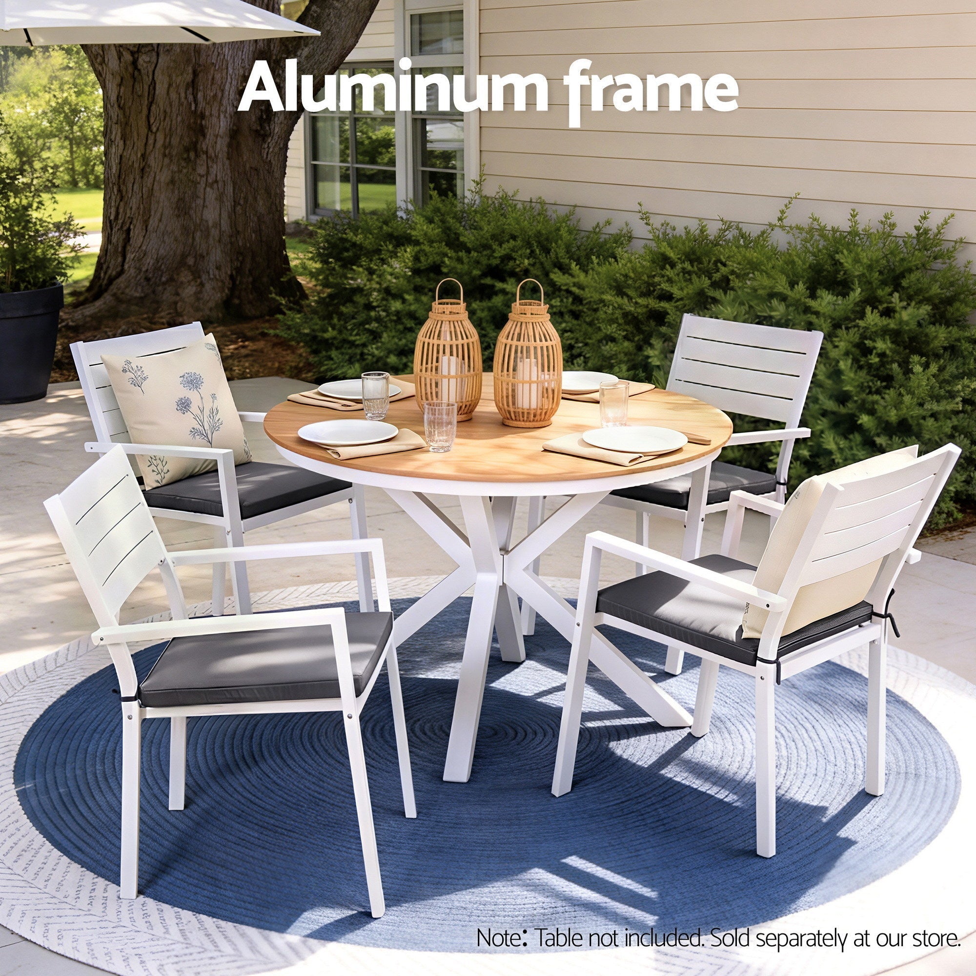 4PC Outdoor Dining Chairs Stackable Aluminum Lounge Chair Patio Furniture - Furniture > Outdoor > Outdoor Chairs - Rivercity House & Home Co. (ABN 18 642 972 209) - Affordable Modern Furniture Australia