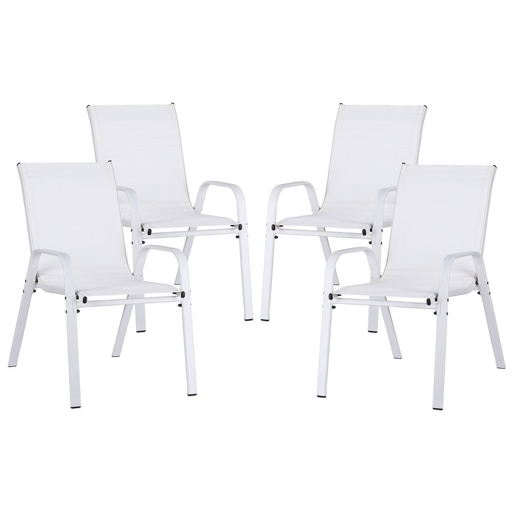 4PC Outdoor Dining Chairs Stackable Lounge Chair Patio Furniture White - Furniture > Outdoor > Outdoor Chairs - Rivercity House & Home Co. (ABN 18 642 972 209) - Affordable Modern Furniture Australia