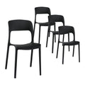 4PC Stackable Outdoor Patio Dining Chairs with Ventilated Backrest - Black