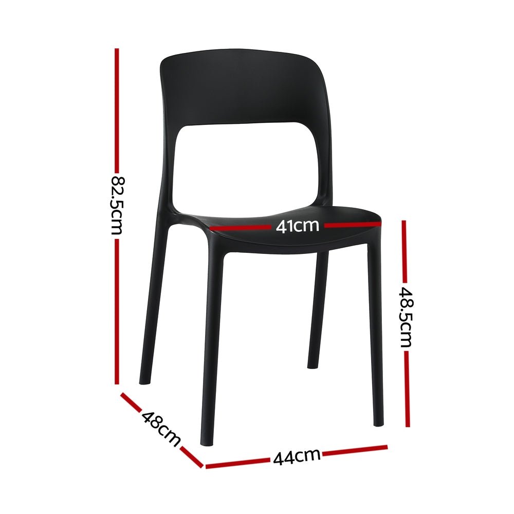 4PC Outdoor Dining Chairs Stackable PP Patio Chair Garden Furniture Black - Furniture > Outdoor > Outdoor Chairs - Rivercity House & Home Co. (ABN 18 642 972 209) - Affordable Modern Furniture Australia