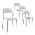 4PC Stackable Outdoor Dining Patio Chairs with UV-Resistant PP Frame - White