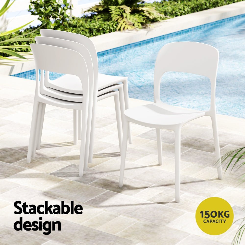 4PC Outdoor Dining Chairs Stackable PP Patio Chair Garden Furniture White - Furniture > Outdoor > Outdoor Chairs - Rivercity House & Home Co. (ABN 18 642 972 209) - Affordable Modern Furniture Australia