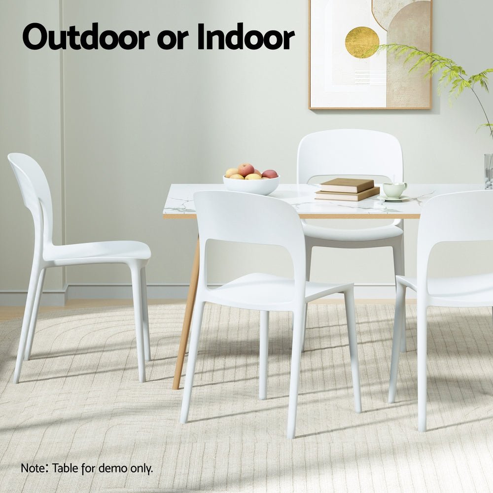 4PC Outdoor Dining Chairs Stackable PP Patio Chair Garden Furniture White - Furniture > Outdoor > Outdoor Chairs - Rivercity House & Home Co. (ABN 18 642 972 209) - Affordable Modern Furniture Australia