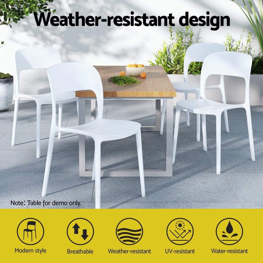 4PC Outdoor Dining Chairs Stackable PP Patio Chair Garden Furniture White - Furniture > Outdoor > Outdoor Chairs - Rivercity House & Home Co. (ABN 18 642 972 209) - Affordable Modern Furniture Australia