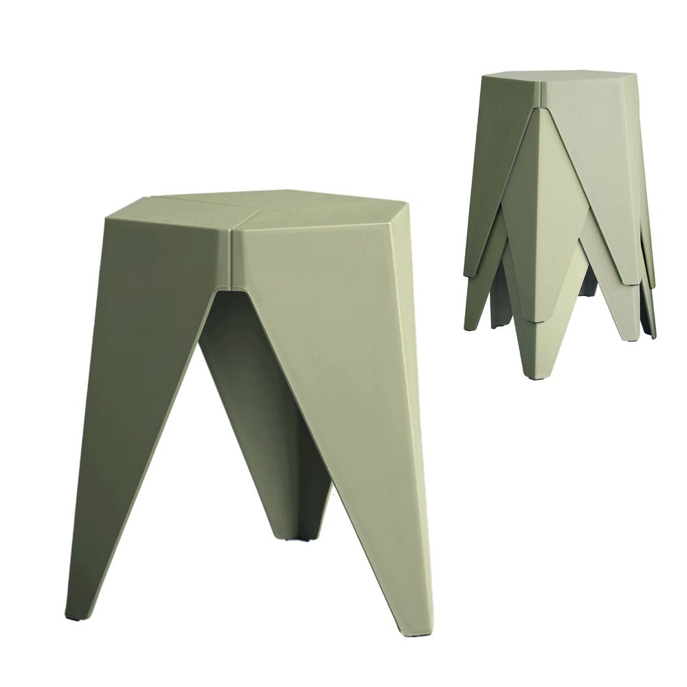 4PC Puzzle Stool Bar Stools Stackable Green - Furniture > Bar Stools & Chairs > Table & Bar Stools - Rivercity House & Home Co. (ABN 18 642 972 209) - Affordable Modern Furniture Australia
