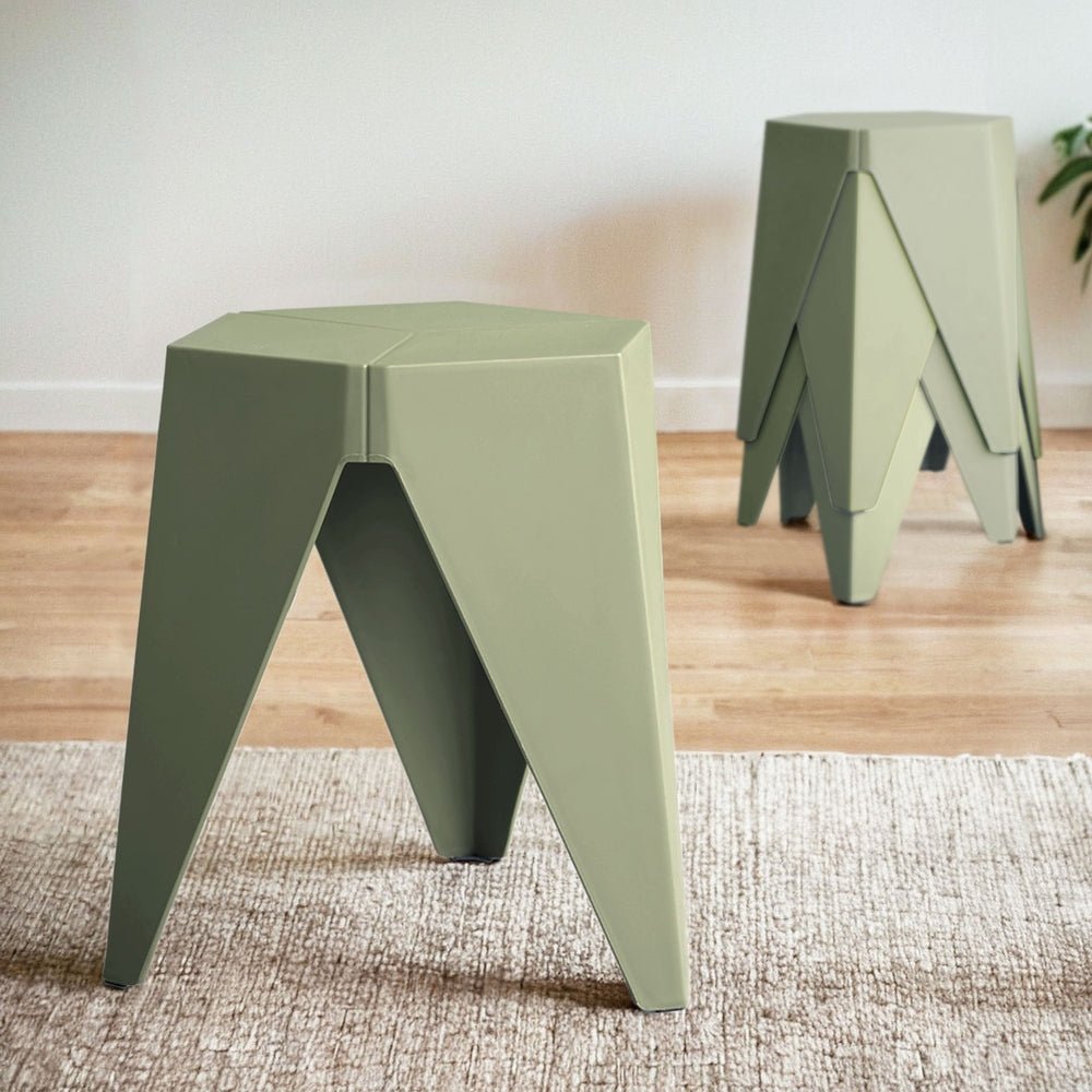 4PC Puzzle Stool Bar Stools Stackable Green - Furniture > Bar Stools & Chairs > Table & Bar Stools - Rivercity House & Home Co. (ABN 18 642 972 209) - Affordable Modern Furniture Australia