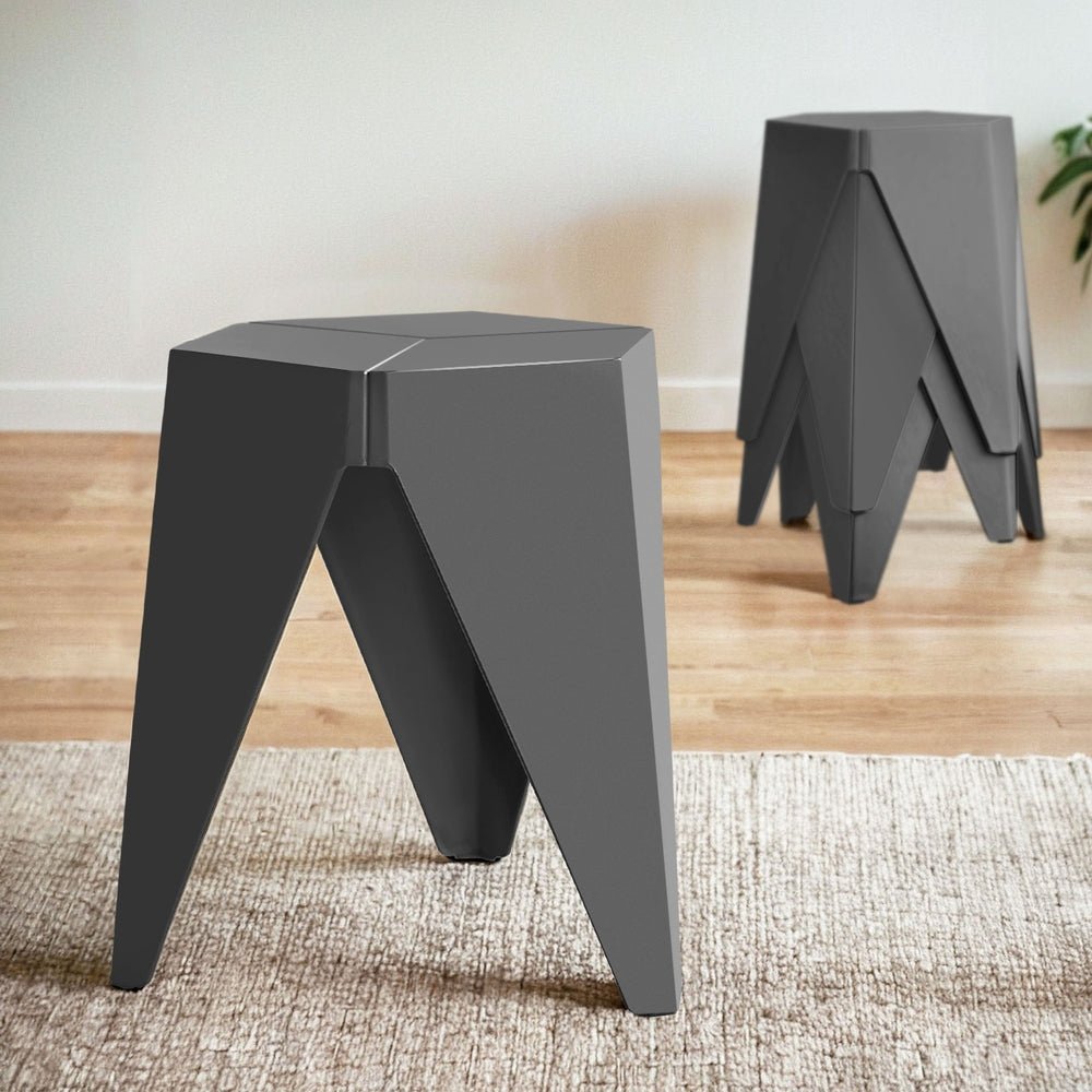 4PC Puzzle Stool Bar Stools Stackable Grey - Furniture > Bar Stools & Chairs > Table & Bar Stools - Rivercity House & Home Co. (ABN 18 642 972 209) - Affordable Modern Furniture Australia