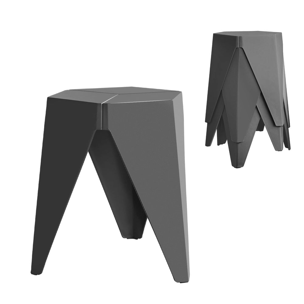 4PC Puzzle Stool Bar Stools Stackable Grey - Furniture > Bar Stools & Chairs > Table & Bar Stools - Rivercity House & Home Co. (ABN 18 642 972 209) - Affordable Modern Furniture Australia