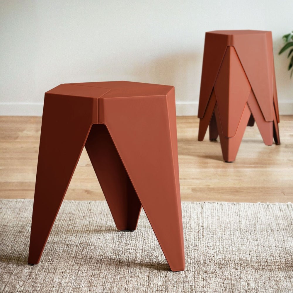 4PC Puzzle Stool Bar Stools Stackable Red - Furniture > Bar Stools & Chairs > Table & Bar Stools - Rivercity House & Home Co. (ABN 18 642 972 209) - Affordable Modern Furniture Australia