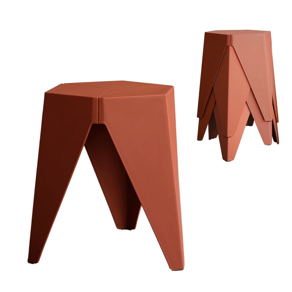 4PC Puzzle Stool Bar Stools Stackable Red - Furniture > Bar Stools & Chairs > Table & Bar Stools - Rivercity House & Home Co. (ABN 18 642 972 209) - Affordable Modern Furniture Australia