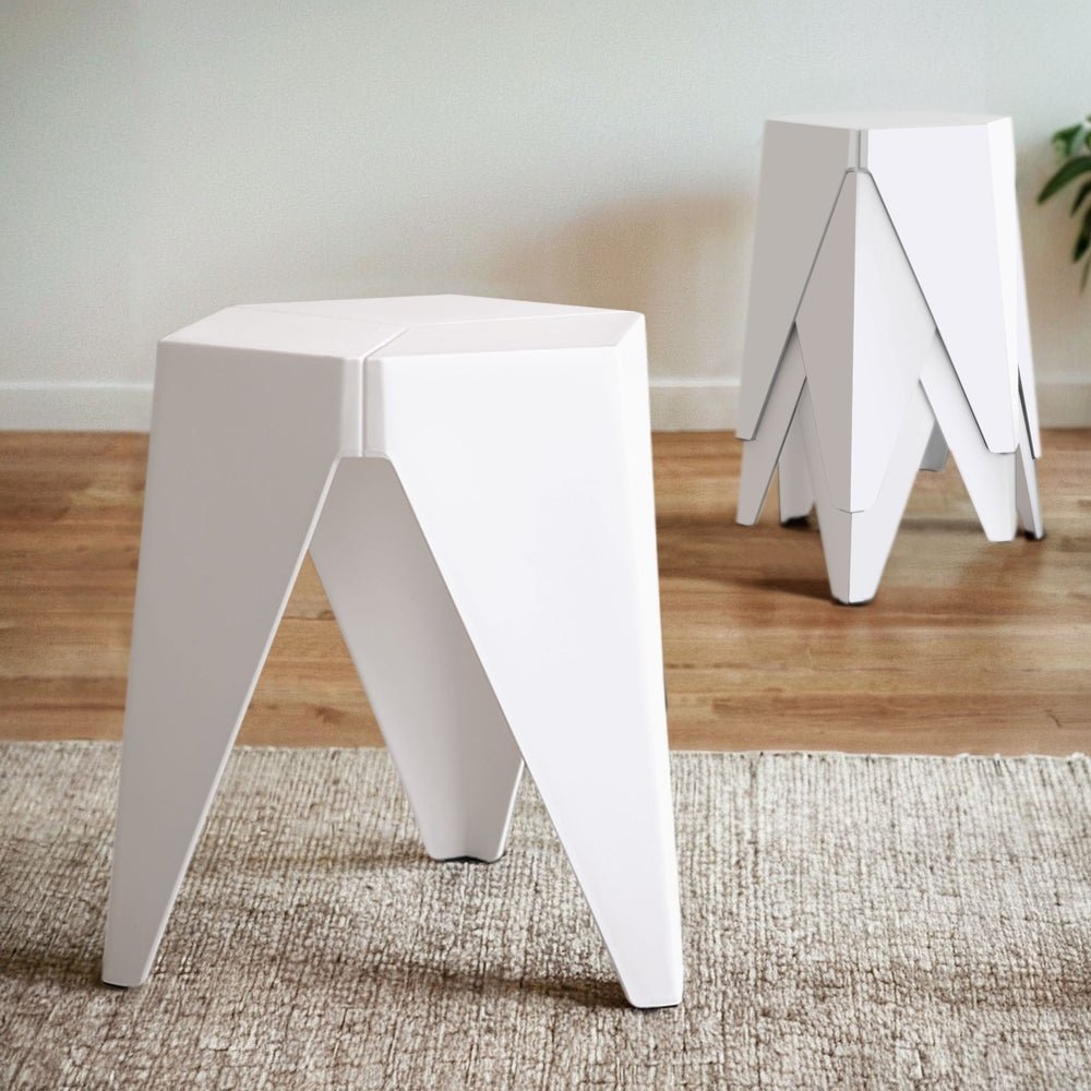 4PC Puzzle Stool Bar Stools Stackable White - Furniture > Bar Stools & Chairs > Table & Bar Stools - Rivercity House & Home Co. (ABN 18 642 972 209) - Affordable Modern Furniture Australia