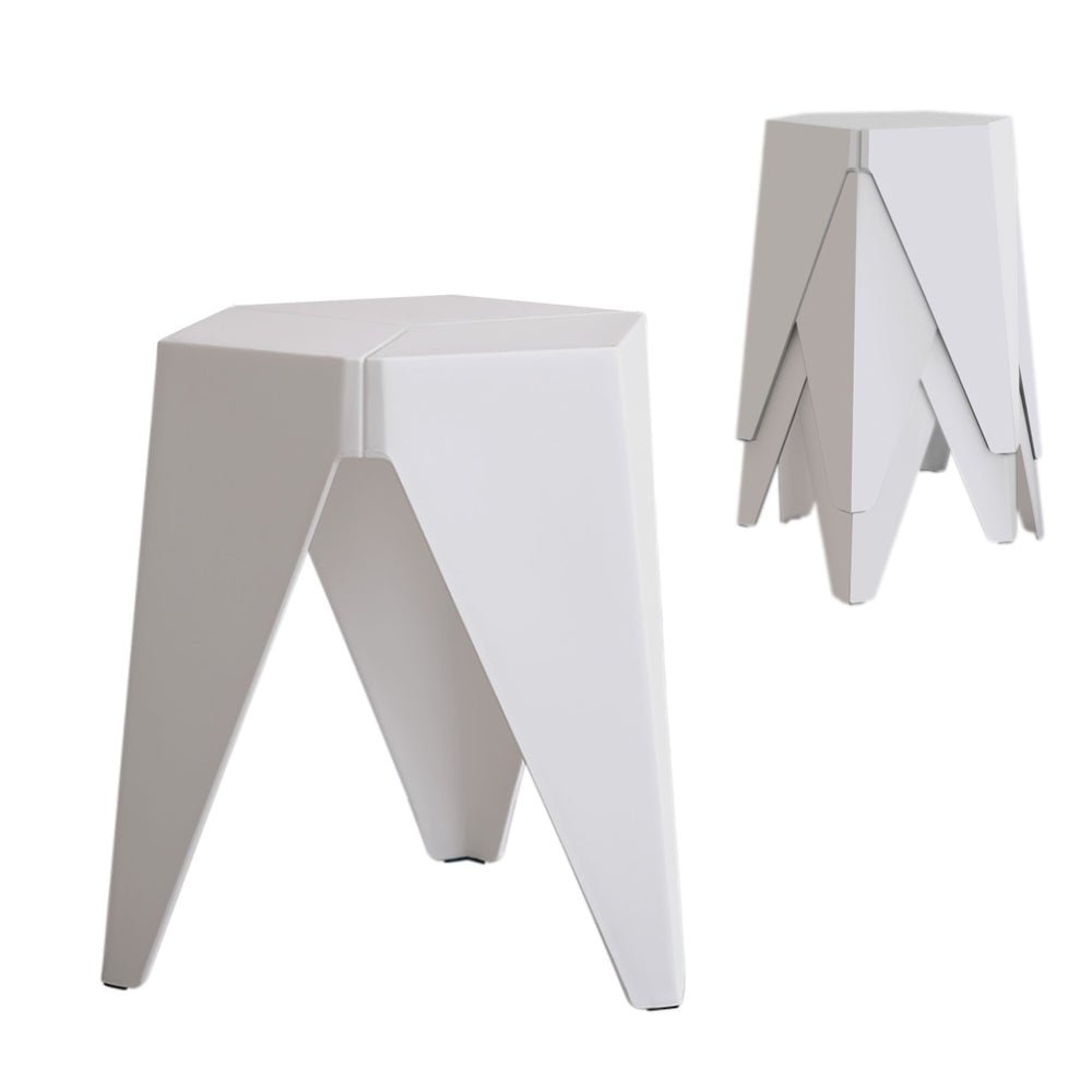 4PC Puzzle Stool Bar Stools Stackable White - Furniture > Bar Stools & Chairs > Table & Bar Stools - Rivercity House & Home Co. (ABN 18 642 972 209) - Affordable Modern Furniture Australia