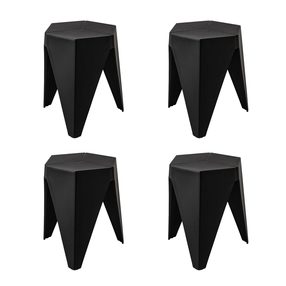 4PC Puzzle Stool Plastic Bar Stools Stackable Black - Furniture > Bar Stools & Chairs > Table & Bar Stools - Rivercity House & Home Co. (ABN 18 642 972 209) - Affordable Modern Furniture Australia
