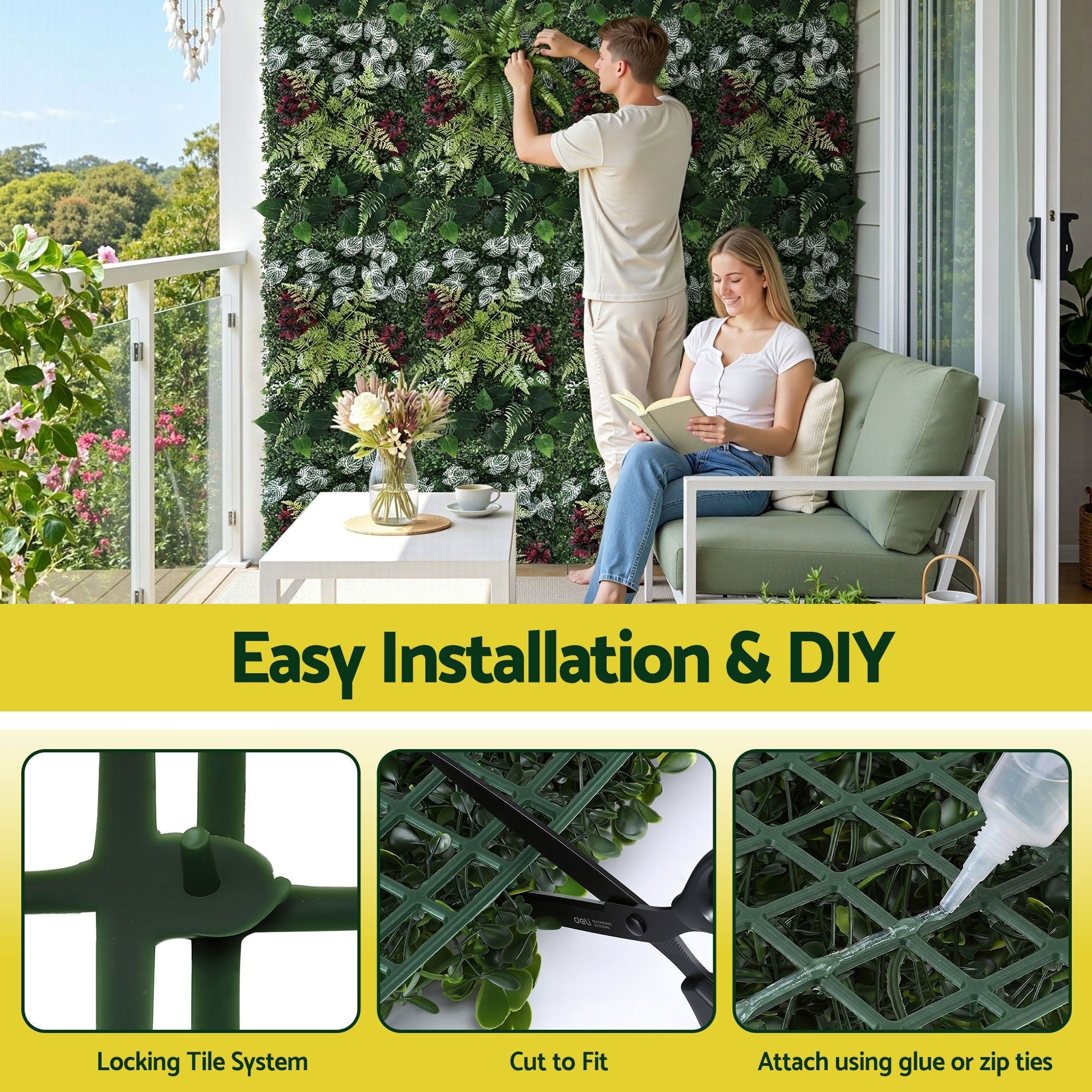 4PCS Artificial Plant Wall Panels 40X60CM Boxwood Panel Flower Backdrop Backyard Green Decor - Home & Garden > Artificial Plants > Artificial Wall Plants - Rivercity House & Home Co. (ABN 18 642 972 209) - Affordable Modern Furniture Australia