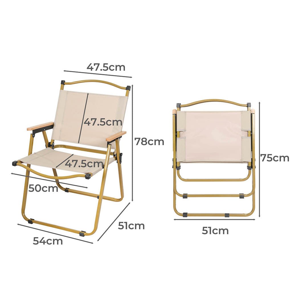 4PCS Folding Camping Chairs Lightweight Portable Outdoor - Beige - Rivercity House & Home Co. (ABN 18 642 972 209) - Affordable Modern Furniture Australia