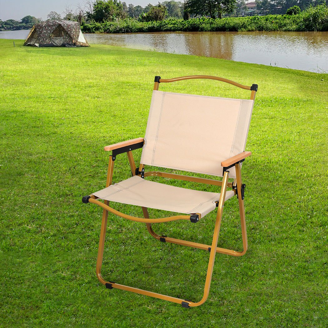 4PCS Folding Camping Chairs Lightweight Portable Outdoor - Beige - Rivercity House & Home Co. (ABN 18 642 972 209) - Affordable Modern Furniture Australia