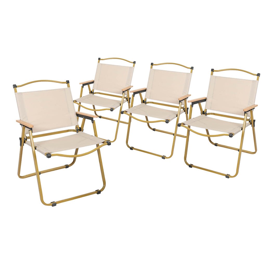 4PCS Folding Camping Chairs Lightweight Portable Outdoor - Beige - Rivercity House & Home Co. (ABN 18 642 972 209) - Affordable Modern Furniture Australia