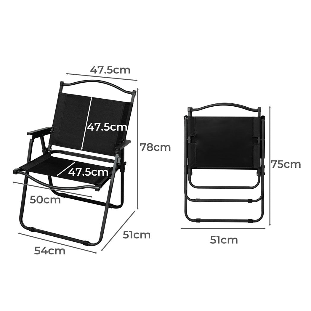 4PCS Folding Portable Camping Chairs - Black - Rivercity House & Home Co. (ABN 18 642 972 209) - Affordable Modern Furniture Australia