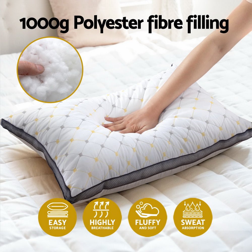 4pcs Microfibre Pillows 70x45cm - White - Home & Garden > Bedding > Pillows - Rivercity House & Home Co. (ABN 18 642 972 209) - Affordable Modern Furniture Australia