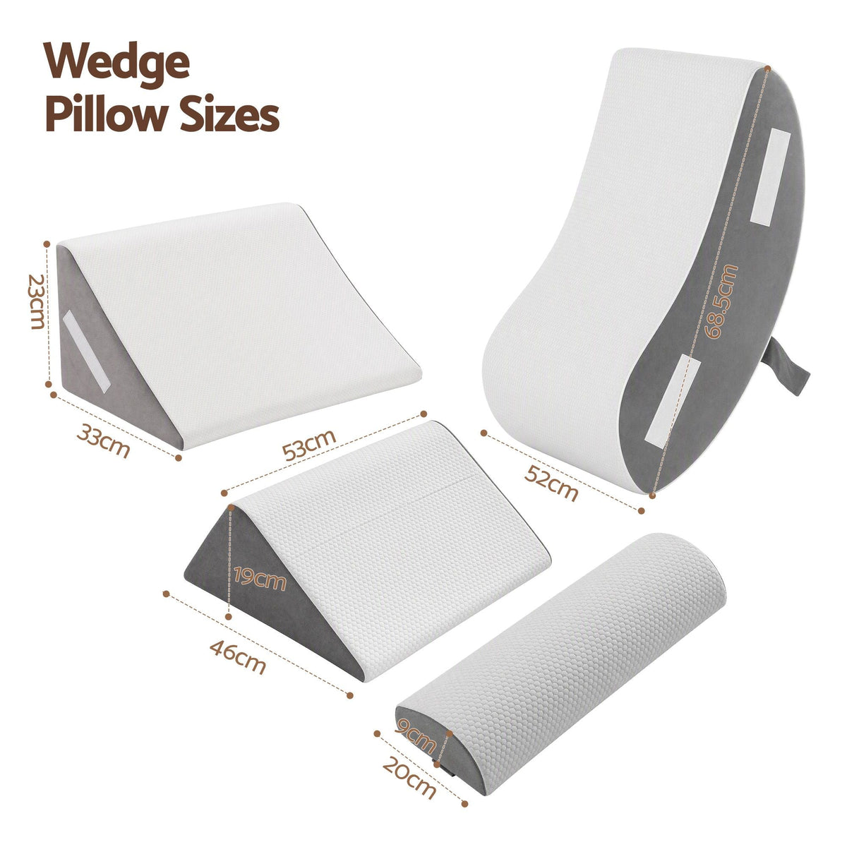 4PCS Orthopedic Bed Wedge Pillow Set with Anti-Slip Velcro System, 30D Gel Memory Foam Support for Acid Reflux and Leg Elevation - Home & Garden > Decor > Cushions & Throws - Rivercity House & Home Co. (ABN 18 642 972 209) - Affordable Modern Furniture Australia