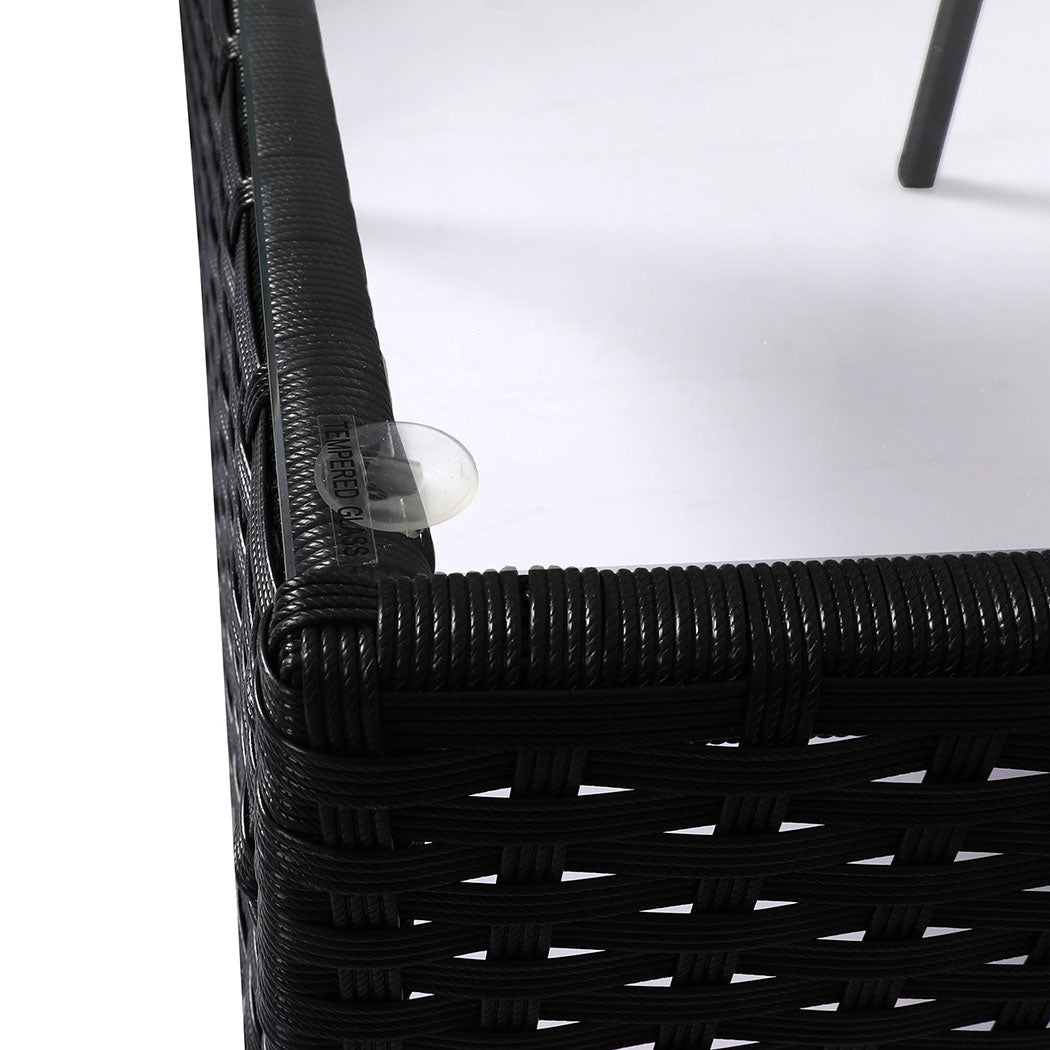 4PCS Outdoor Furniture Set with Cushions and Tempered Glass Tabletop - Black - Rivercity House & Home Co. (ABN 18 642 972 209) - Affordable Modern Furniture Australia
