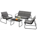 4PCS Outdoor Sofa Set Table and Chairs Cushion textilene Patio Furniture