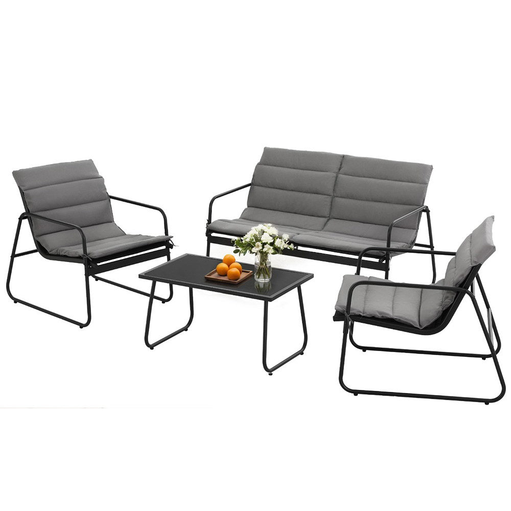 4PCS Outdoor Sofa Set Table and Chairs Cushion textilene Patio Furniture - Furniture > Outdoor > Outdoor Sofas & Lounge Sets - Rivercity House & Home Co. (ABN 18 642 972 209) - Affordable Modern Furniture Australia