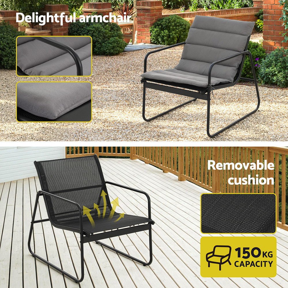 4PCS Outdoor Sofa Set Table and Chairs Cushion textilene Patio Furniture - Furniture > Outdoor > Outdoor Sofas & Lounge Sets - Rivercity House & Home Co. (ABN 18 642 972 209) - Affordable Modern Furniture Australia