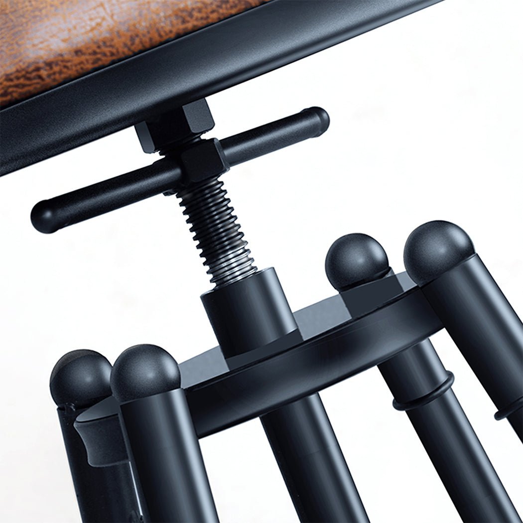 4x Adjustable Industrial Bar Stools with Swivel Seat - Metallic Finish - Rivercity House & Home Co. (ABN 18 642 972 209) - Affordable Modern Furniture Australia