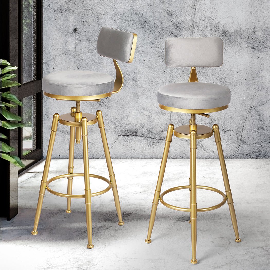 4x Adjustable Swivel Kitchen Bar Stools with Footrest - Grey - Rivercity House & Home Co. (ABN 18 642 972 209) - Affordable Modern Furniture Australia