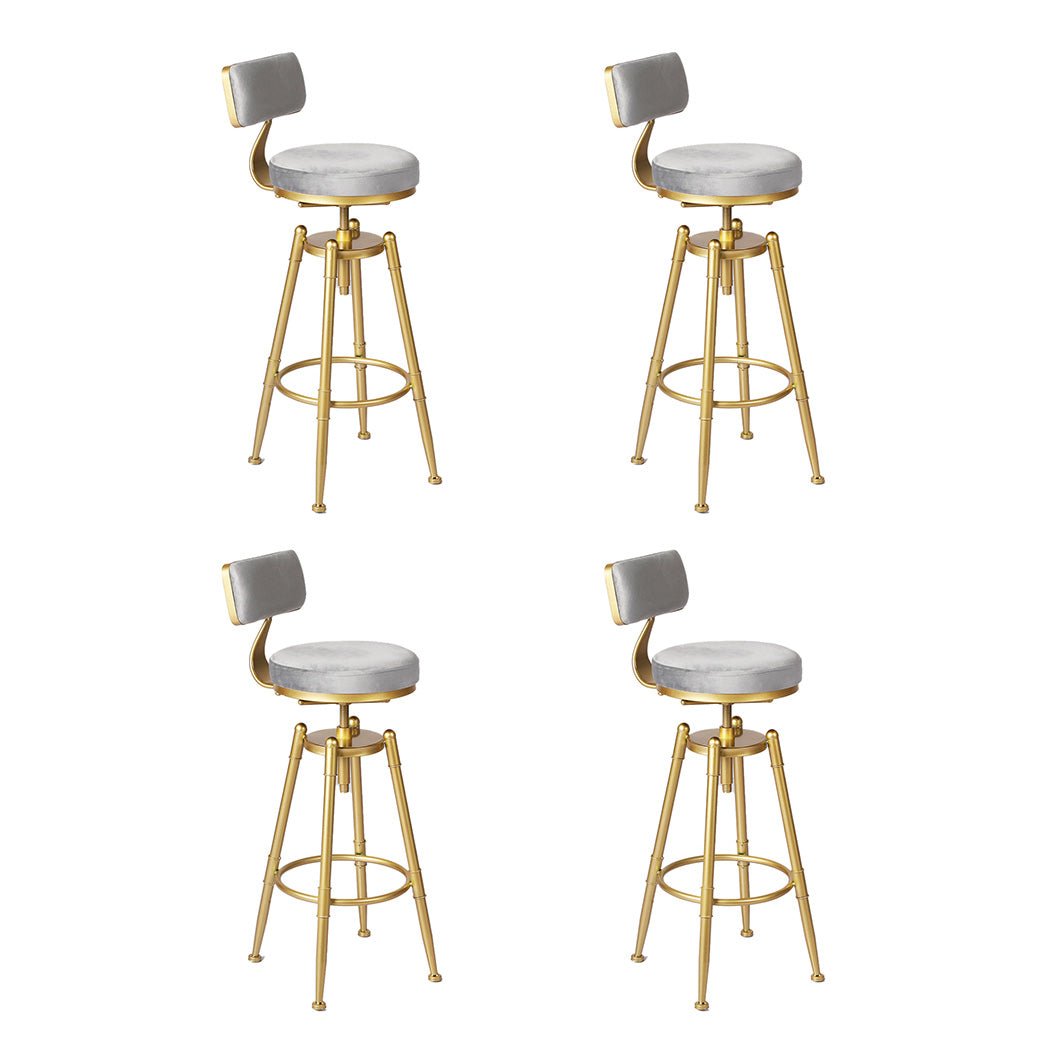 4x Adjustable Swivel Kitchen Bar Stools with Footrest - Grey - Rivercity House & Home Co. (ABN 18 642 972 209) - Affordable Modern Furniture Australia