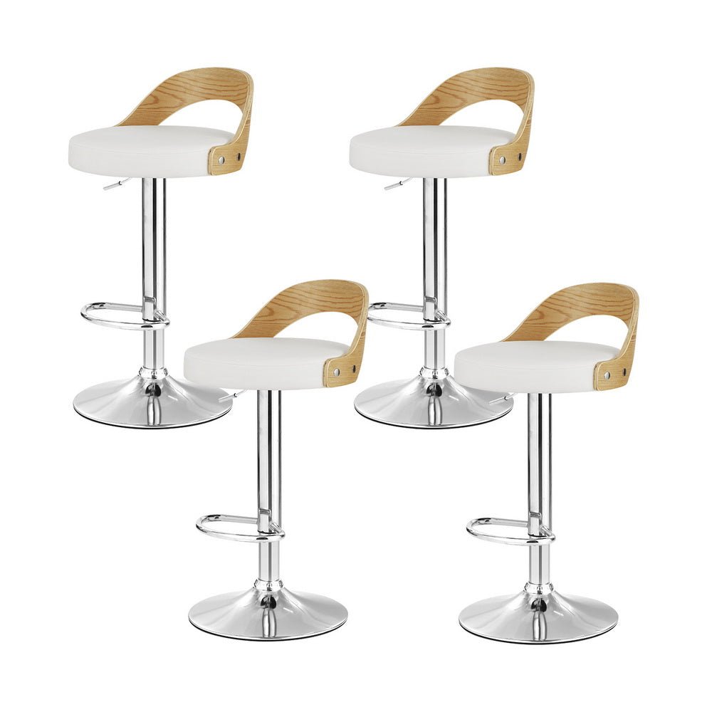 4x Bar Stools Adjustable Leather Padded White - Furniture > Bar Stools & Chairs > Arm Chairs & Recliners - Rivercity House & Home Co. (ABN 18 642 972 209) - Affordable Modern Furniture Australia