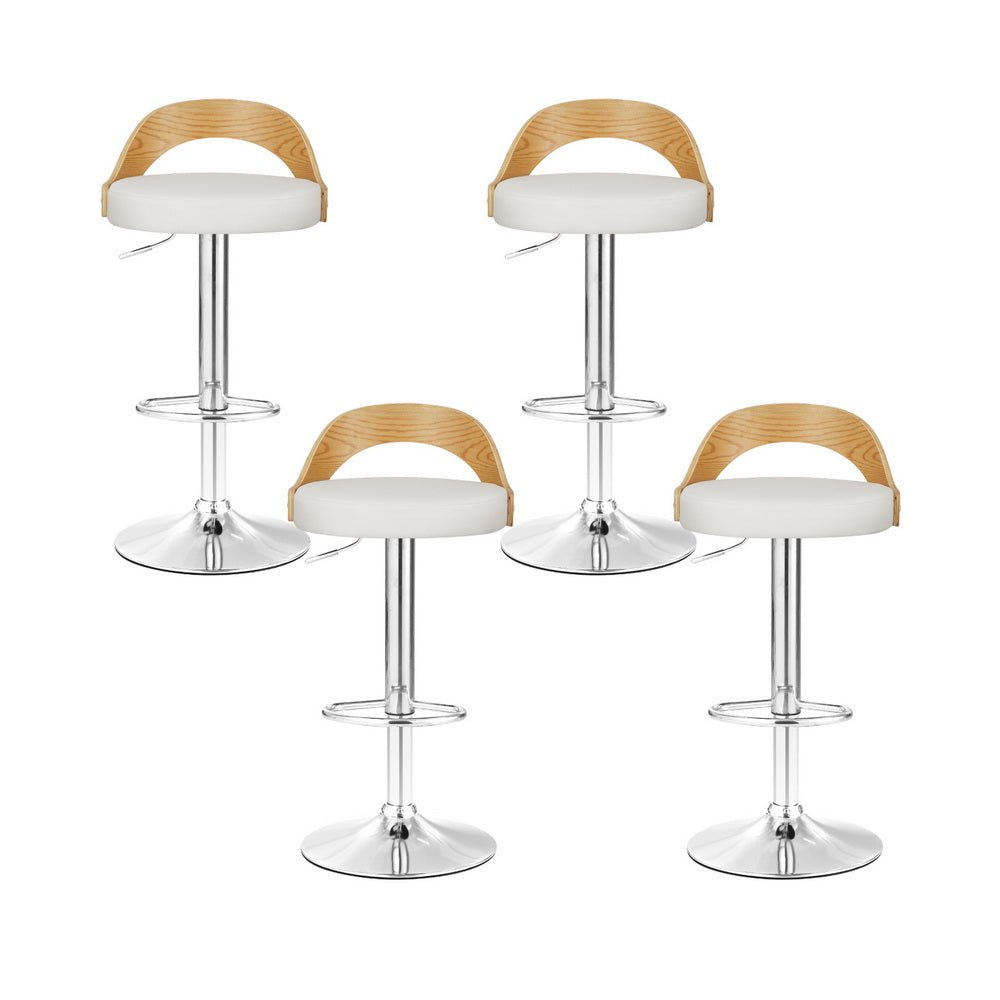 4x Bar Stools Adjustable Leather Padded White - Furniture > Bar Stools & Chairs > Arm Chairs & Recliners - Rivercity House & Home Co. (ABN 18 642 972 209) - Affordable Modern Furniture Australia