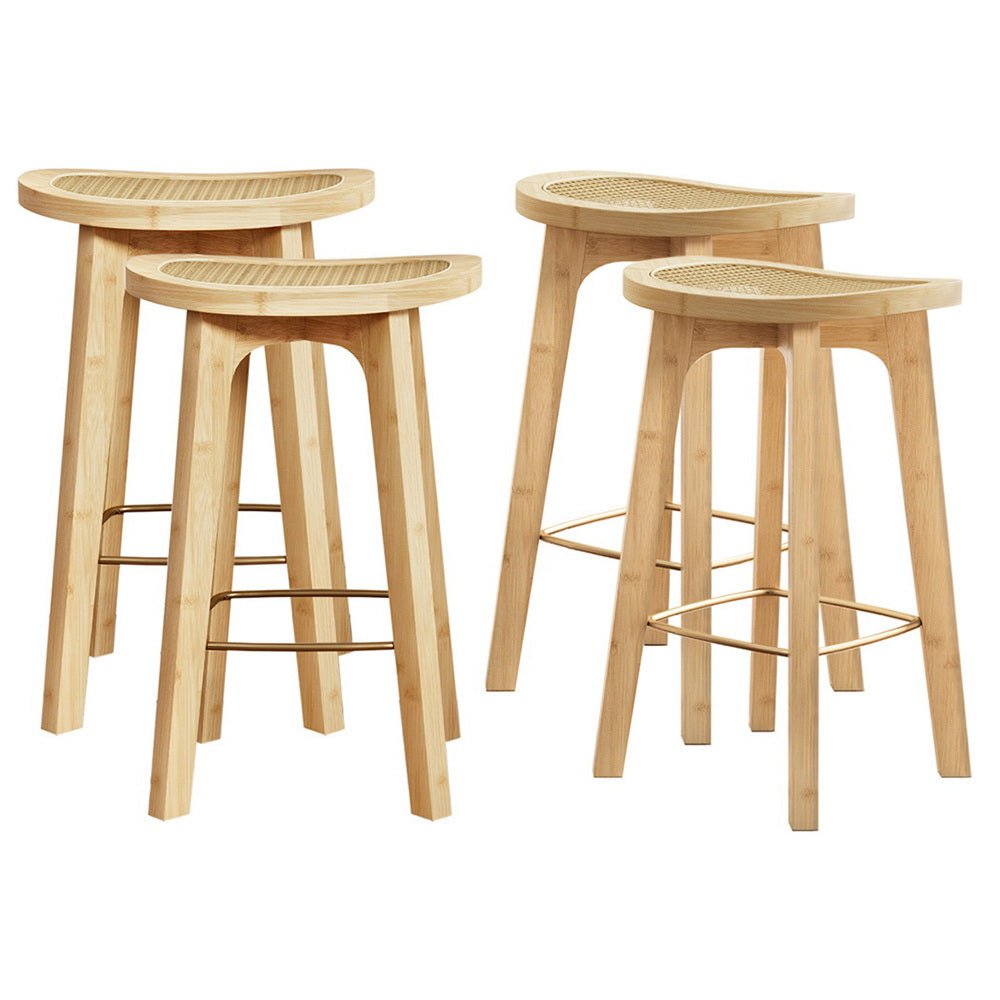 4x Bar Stools Bamboo Rattan Stool Counter Chair Kitchen Barstools - Furniture > Bar Stools & Chairs > Table & Bar Stools - Rivercity House & Home Co. (ABN 18 642 972 209) - Affordable Modern Furniture Australia