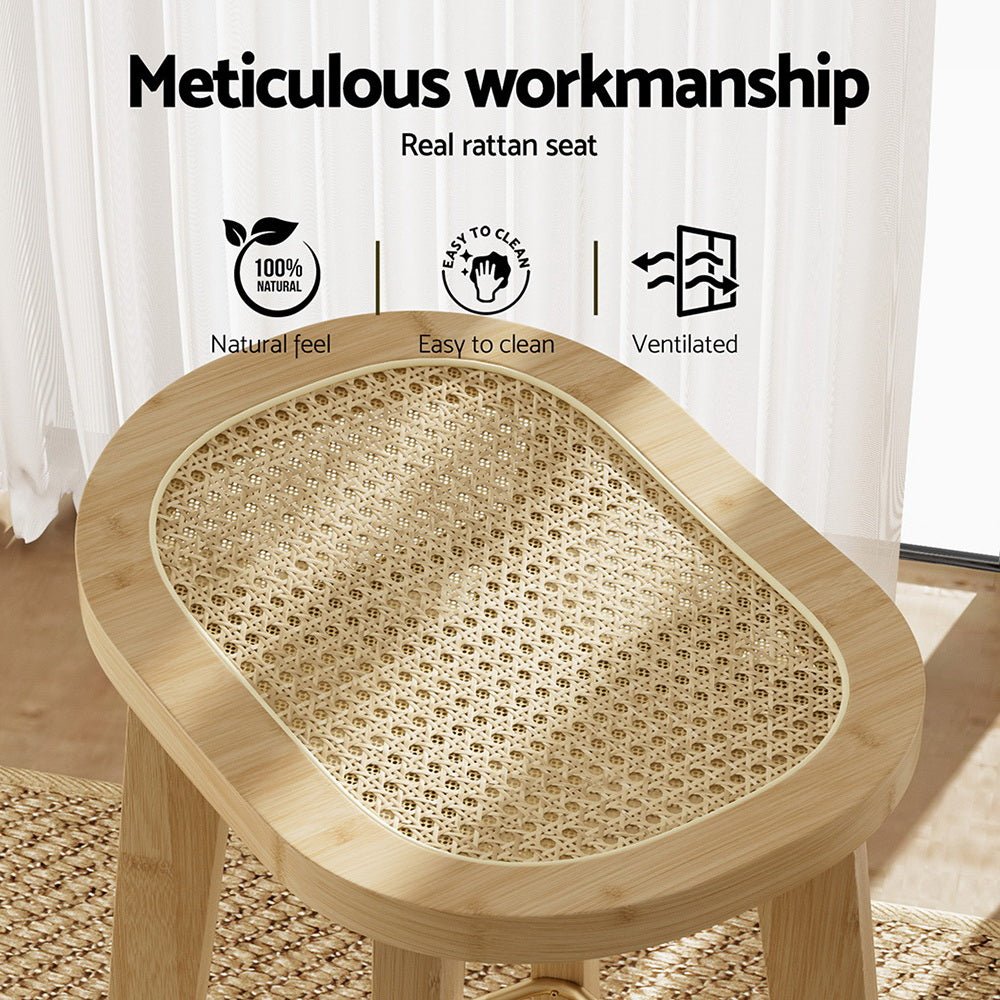 4x Bar Stools Bamboo Rattan Stool Counter Chair Kitchen Barstools - Furniture > Bar Stools & Chairs > Table & Bar Stools - Rivercity House & Home Co. (ABN 18 642 972 209) - Affordable Modern Furniture Australia