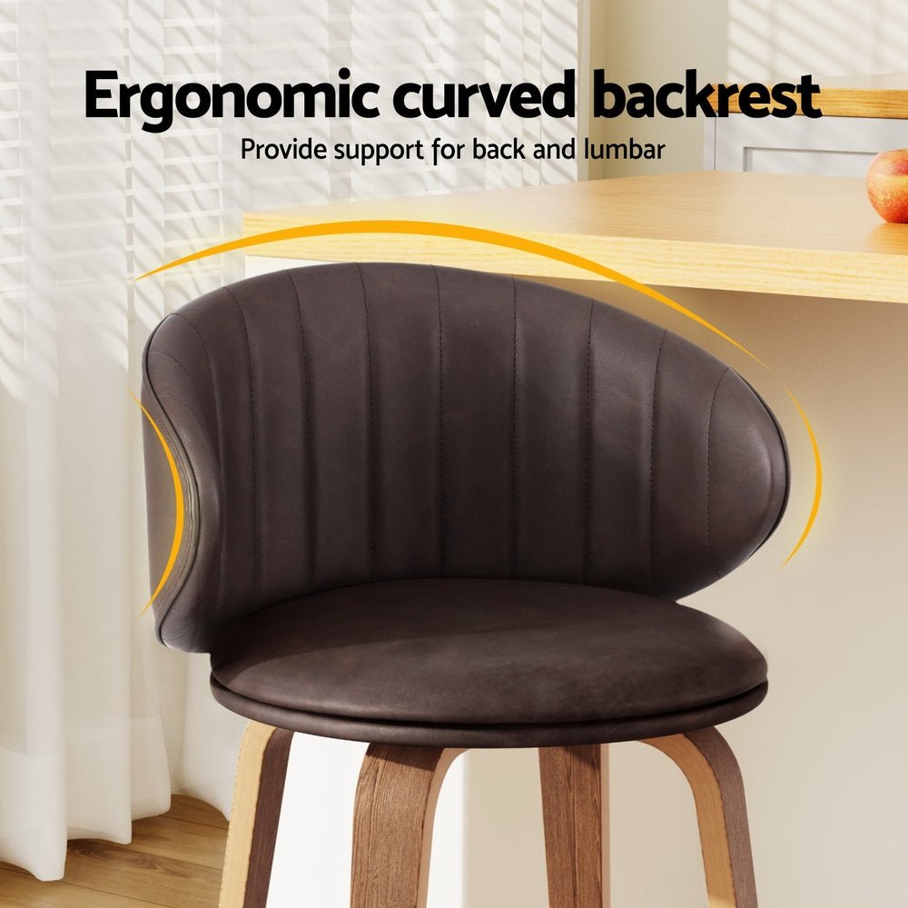 4x Bar Stools Dining Chairs Contoured Leather Wood Stool - Furniture > Bar Stools & Chairs > Table & Bar Stools - Rivercity House & Home Co. (ABN 18 642 972 209) - Affordable Modern Furniture Australia