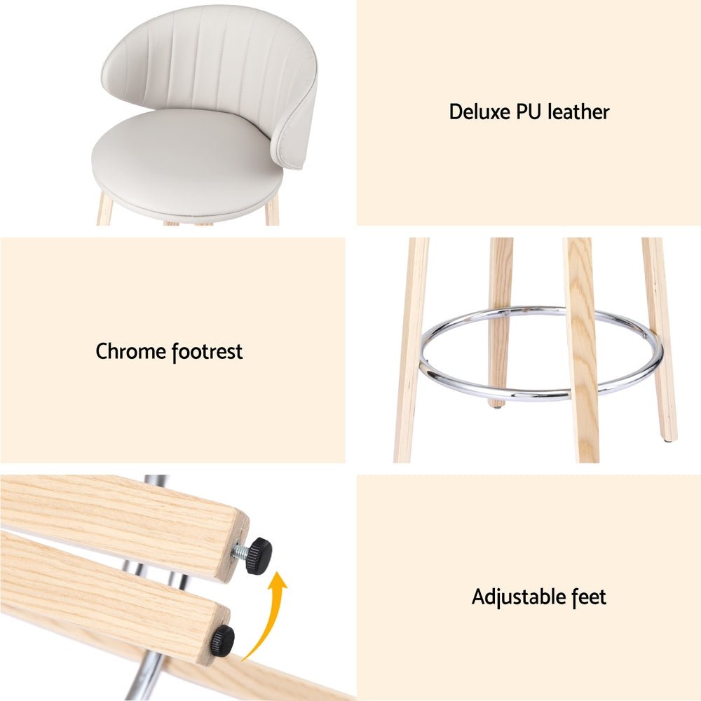 4x Bar Stools Dining Chairs Contoured Leather Wood Stool - Furniture > Bar Stools & Chairs > Table & Bar Stools - Rivercity House & Home Co. (ABN 18 642 972 209) - Affordable Modern Furniture Australia