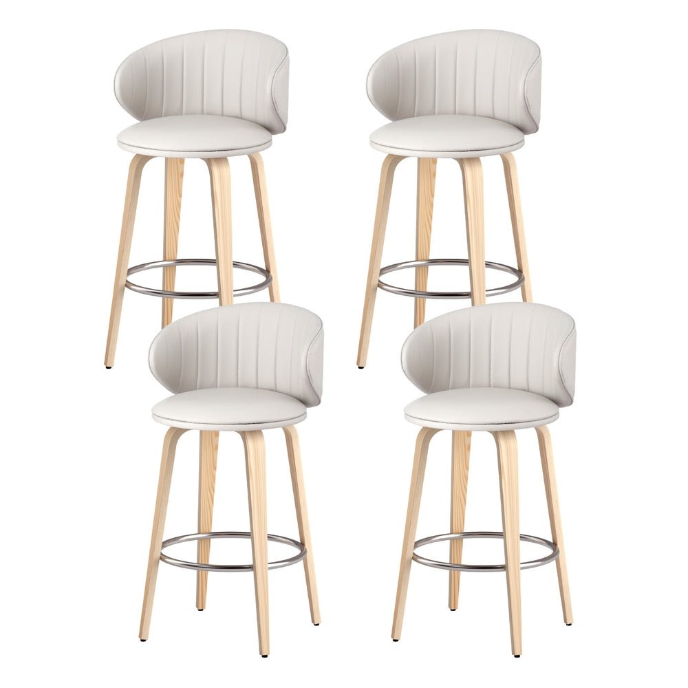 4x Bar Stools Dining Chairs Contoured Leather Wood Stool - Furniture > Bar Stools & Chairs > Table & Bar Stools - Rivercity House & Home Co. (ABN 18 642 972 209) - Affordable Modern Furniture Australia