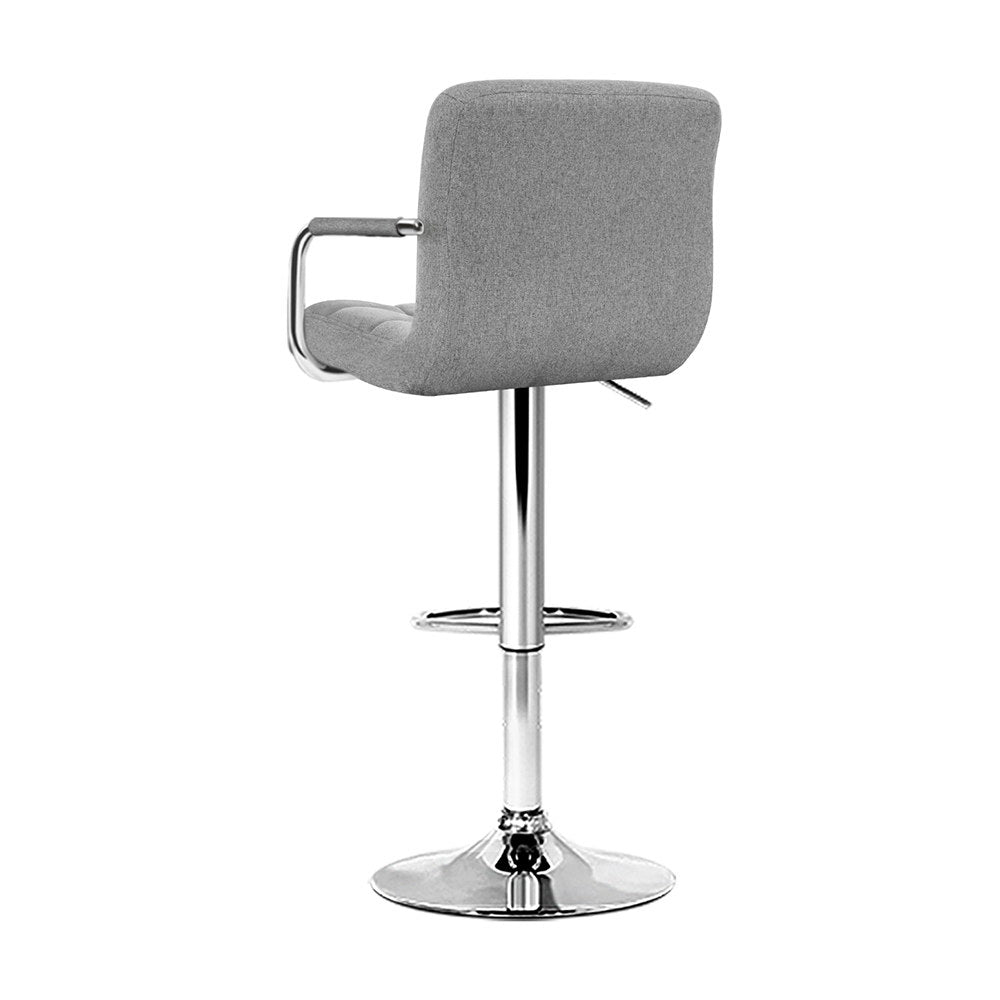 4x Bar Stools Fabric Gas Lift w/Armrest Grey - Furniture > Bar Stools & Chairs > Table & Bar Stools - Rivercity House & Home Co. (ABN 18 642 972 209) - Affordable Modern Furniture Australia