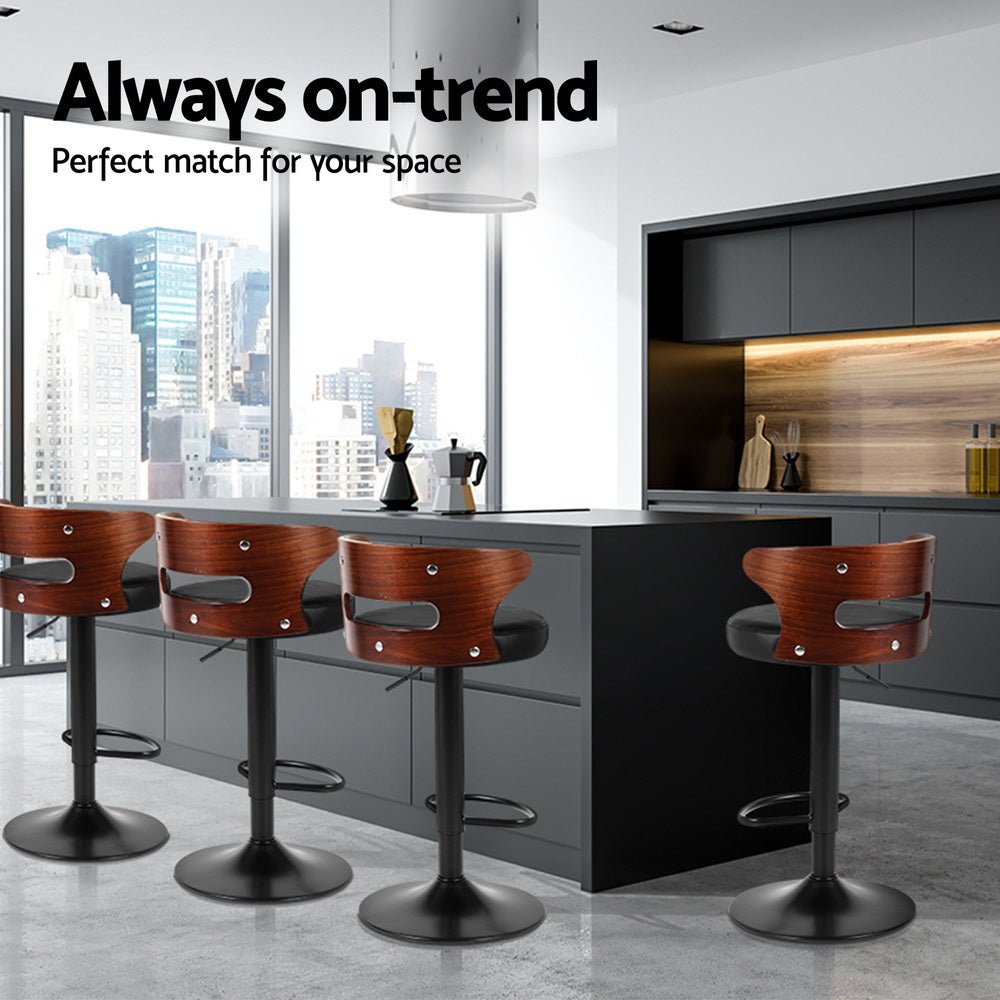 4x Bar Stools Gas Lift Faux Leather - Furniture > Bar Stools & Chairs > Table & Bar Stools - Rivercity House & Home Co. (ABN 18 642 972 209) - Affordable Modern Furniture Australia