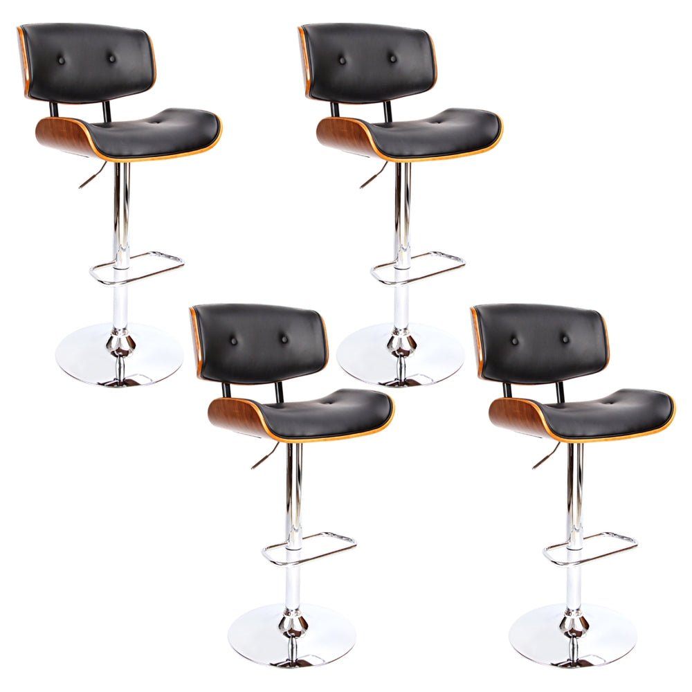 4x Bar Stools Gas Lift Leather Black - Furniture > Bar Stools & Chairs > Massage Chairs - Rivercity House & Home Co. (ABN 18 642 972 209) - Affordable Modern Furniture Australia