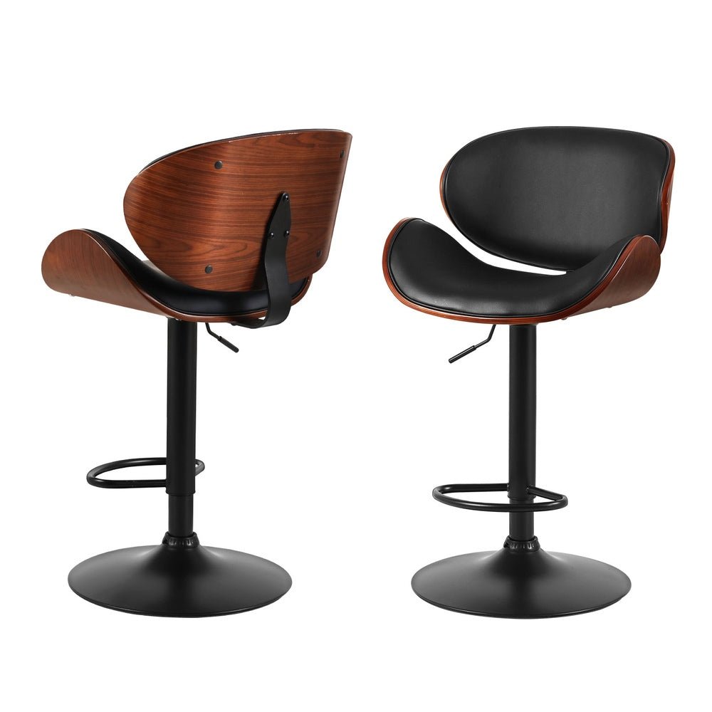 4x Bar Stools Gas Lift Leather Padded Black - Furniture > Bar Stools & Chairs > Table & Bar Stools - Rivercity House & Home Co. (ABN 18 642 972 209) - Affordable Modern Furniture Australia