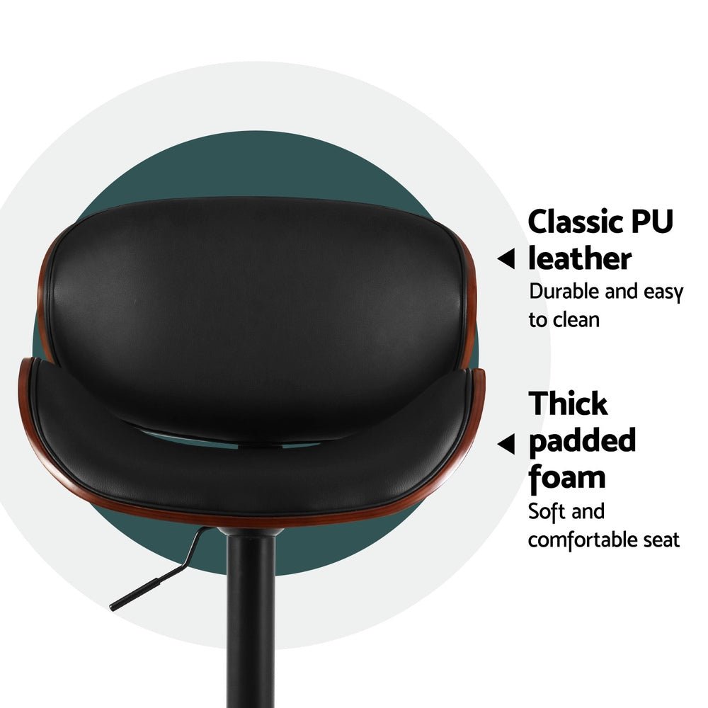 4x Bar Stools Gas Lift Leather Padded Black - Furniture > Bar Stools & Chairs > Table & Bar Stools - Rivercity House & Home Co. (ABN 18 642 972 209) - Affordable Modern Furniture Australia