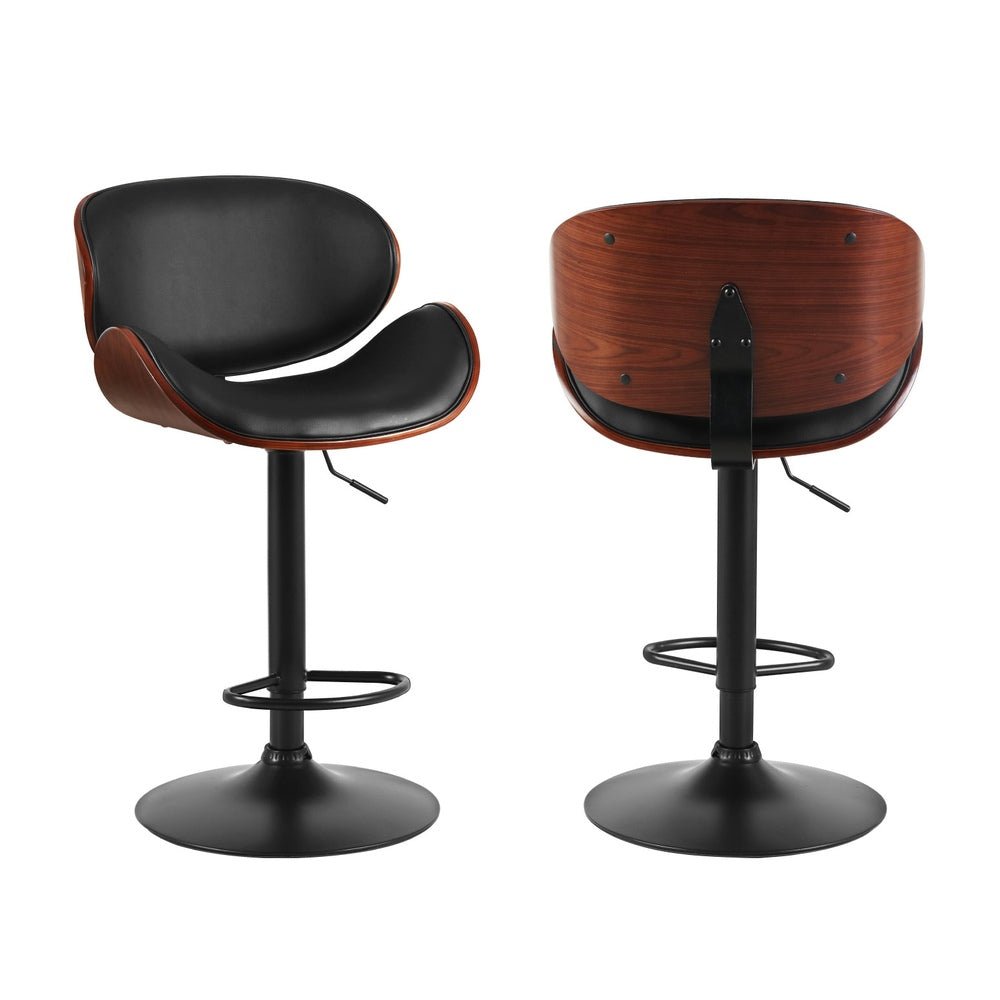 4x Bar Stools Gas Lift Leather Padded Black - Furniture > Bar Stools & Chairs > Table & Bar Stools - Rivercity House & Home Co. (ABN 18 642 972 209) - Affordable Modern Furniture Australia