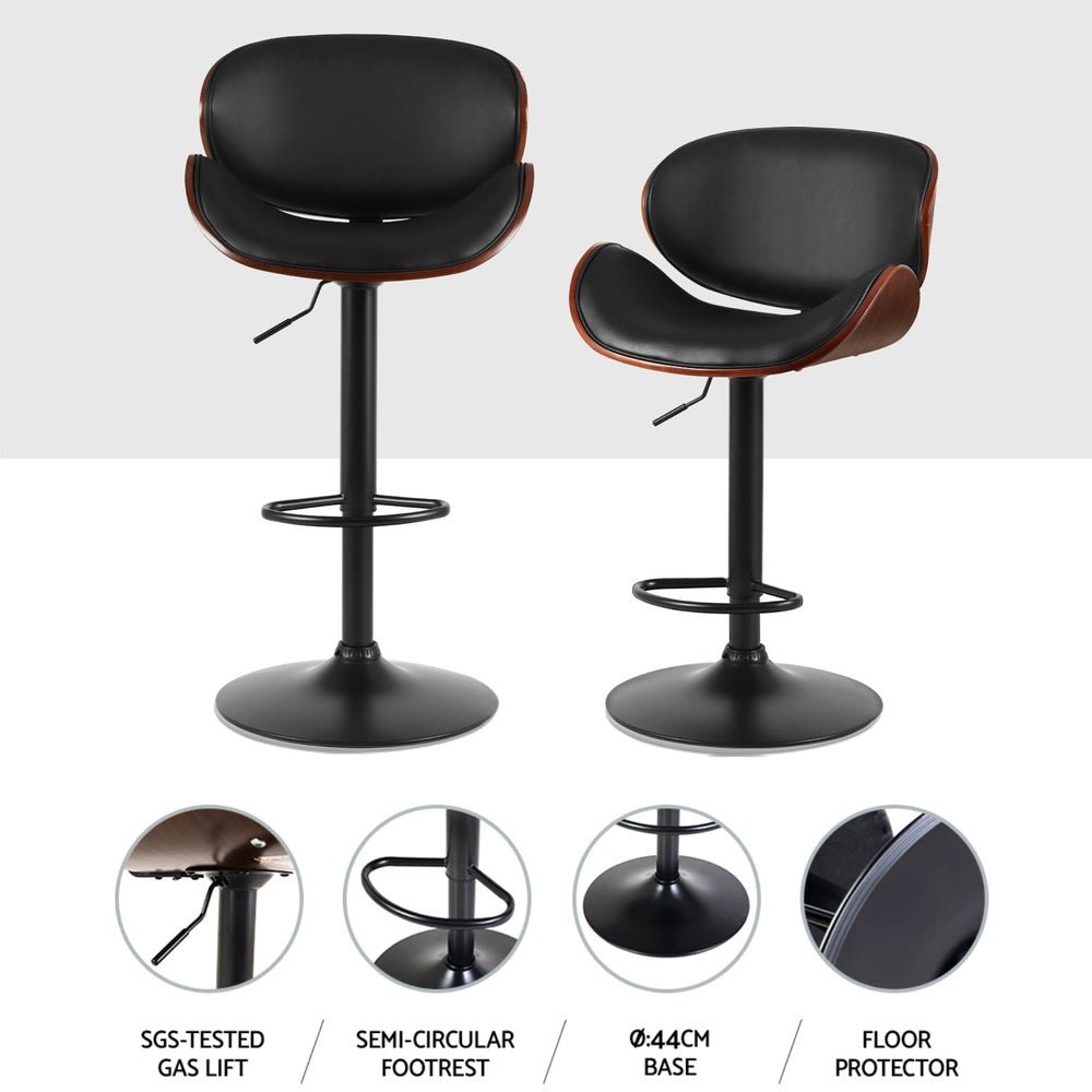 4x Bar Stools Gas Lift Leather Padded Black - Furniture > Bar Stools & Chairs > Table & Bar Stools - Rivercity House & Home Co. (ABN 18 642 972 209) - Affordable Modern Furniture Australia