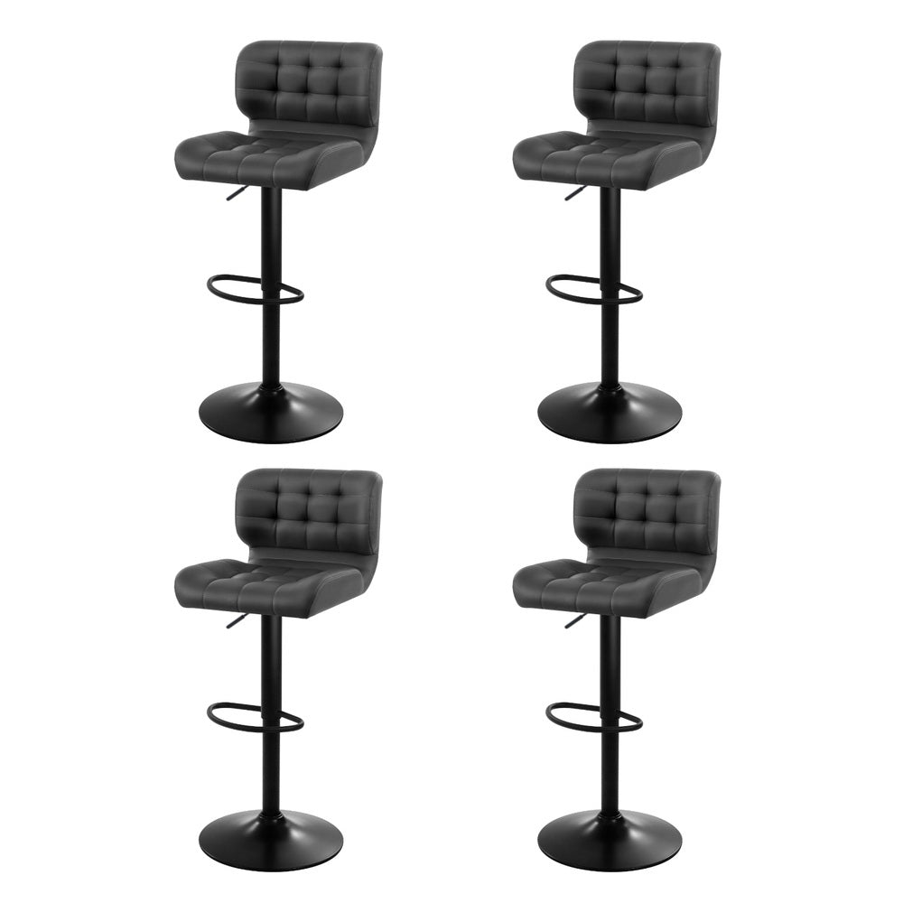 4x Bar Stools Gas Lift Leather Padded Grey - Furniture > Bar Stools & Chairs > Massage Chairs - Rivercity House & Home Co. (ABN 18 642 972 209) - Affordable Modern Furniture Australia