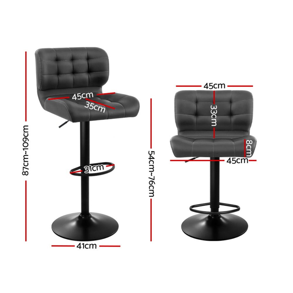 4x Bar Stools Gas Lift Leather Padded Grey - Furniture > Bar Stools & Chairs > Massage Chairs - Rivercity House & Home Co. (ABN 18 642 972 209) - Affordable Modern Furniture Australia