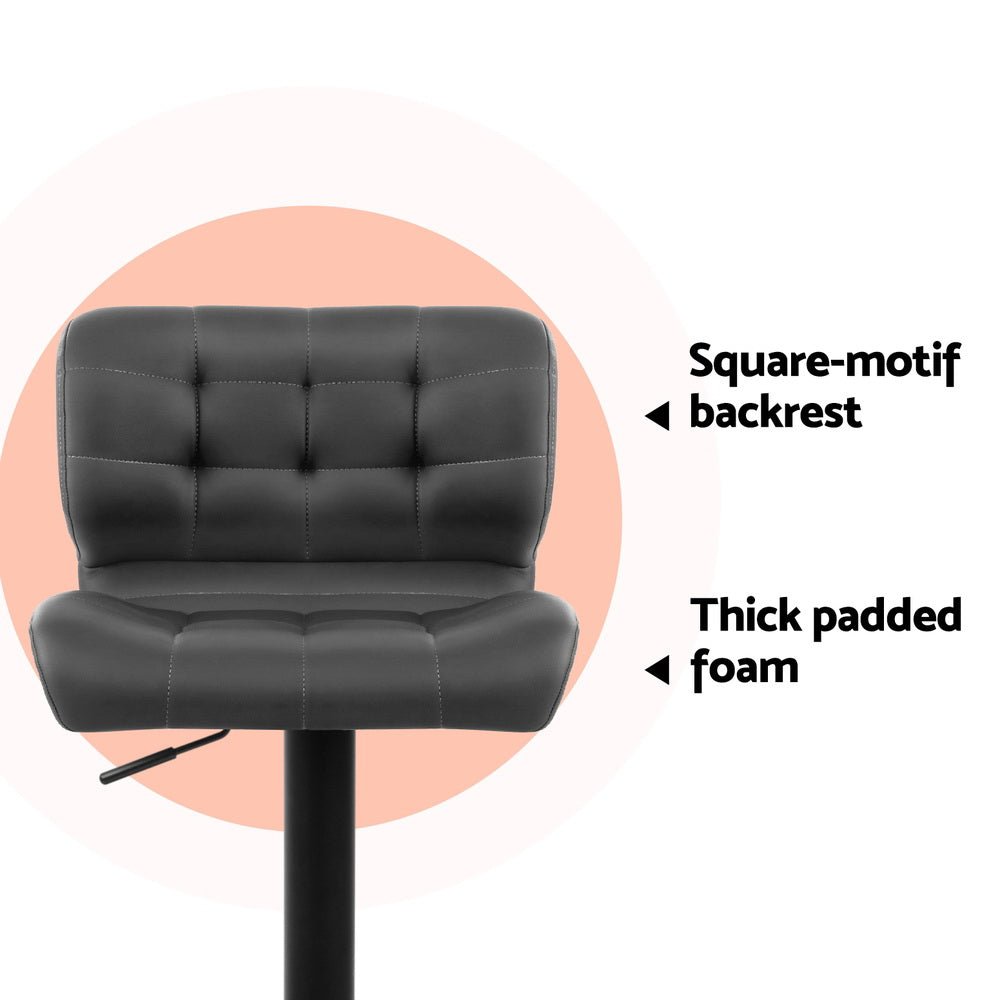 4x Bar Stools Gas Lift Leather Padded Grey - Furniture > Bar Stools & Chairs > Massage Chairs - Rivercity House & Home Co. (ABN 18 642 972 209) - Affordable Modern Furniture Australia