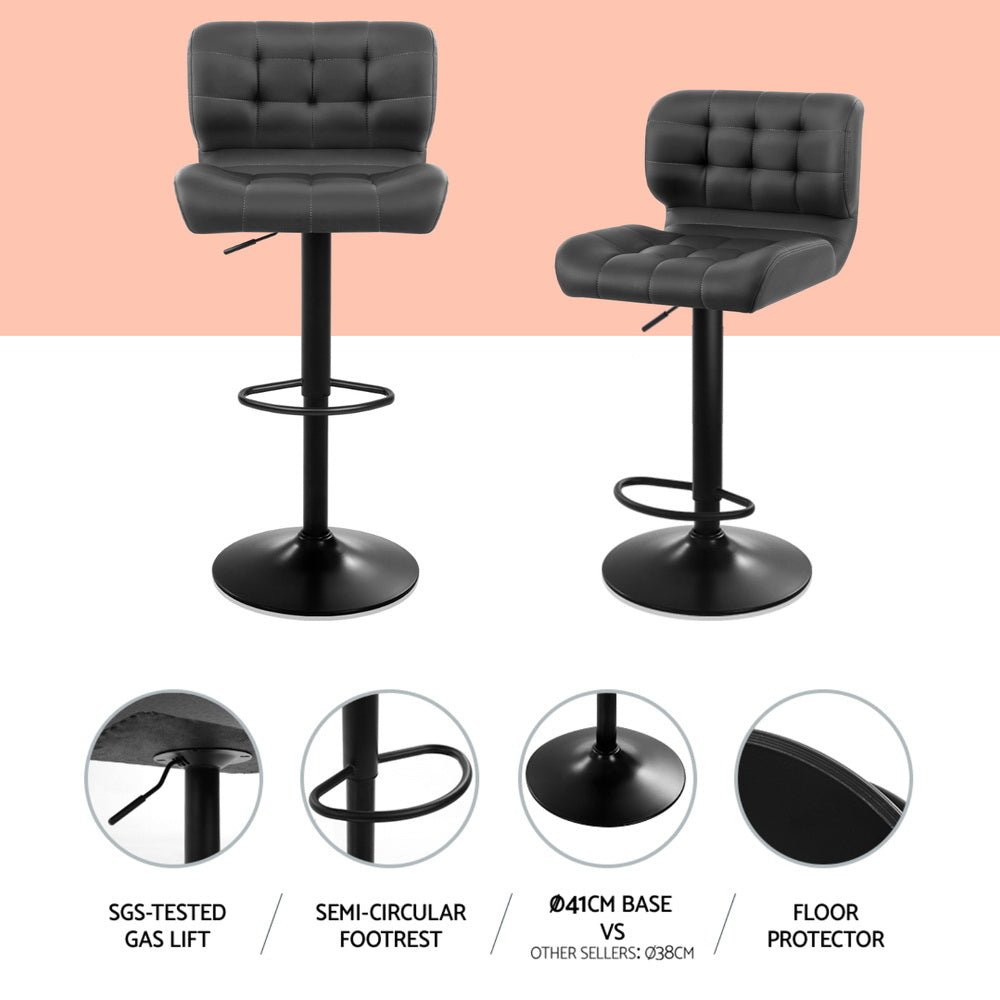 4x Bar Stools Gas Lift Leather Padded Grey - Furniture > Bar Stools & Chairs > Massage Chairs - Rivercity House & Home Co. (ABN 18 642 972 209) - Affordable Modern Furniture Australia