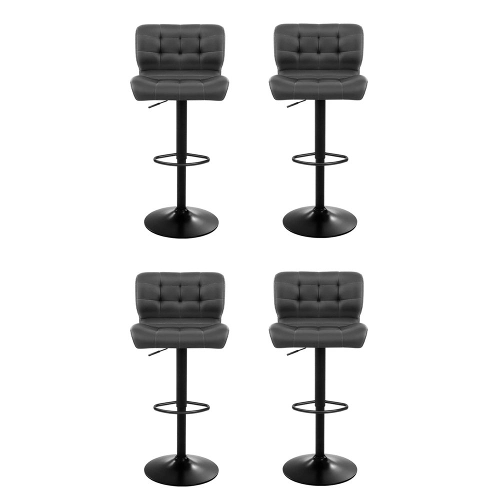 4x Bar Stools Gas Lift Leather Padded Grey - Furniture > Bar Stools & Chairs > Massage Chairs - Rivercity House & Home Co. (ABN 18 642 972 209) - Affordable Modern Furniture Australia